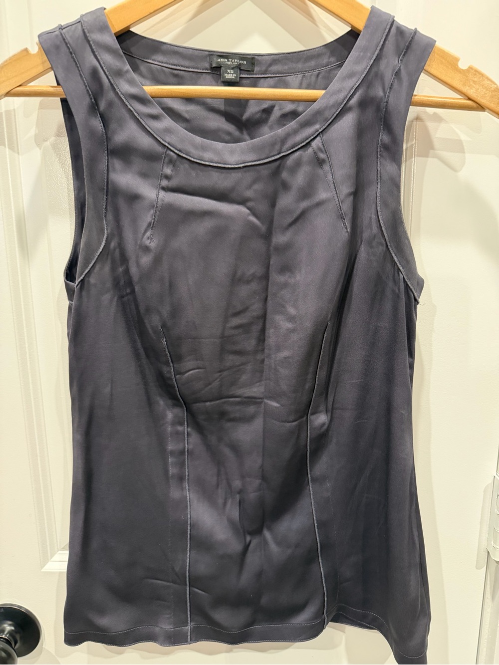 Ann Taylor Slate Black Silk-Blend Sleeveless Tank